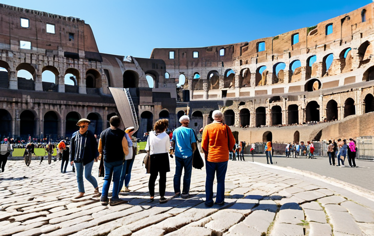글래디에이터 영화 촬영된 콜로세움 - Gladiator Scene Recreation**

"A fully clothed, professional actor portraying a gladiator in a stage...