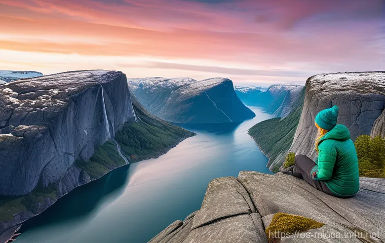 토르 영화 속 북유럽 명소 - Prompt 1: Majestic Fiord Viewpoint at Sunrise**