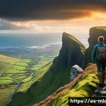 Home 22 왕좌의 게임 촬영지 - Majestic rugged cliffs and steep mountains of Northern Ireland under a dramatic cloudy sky, featurin...